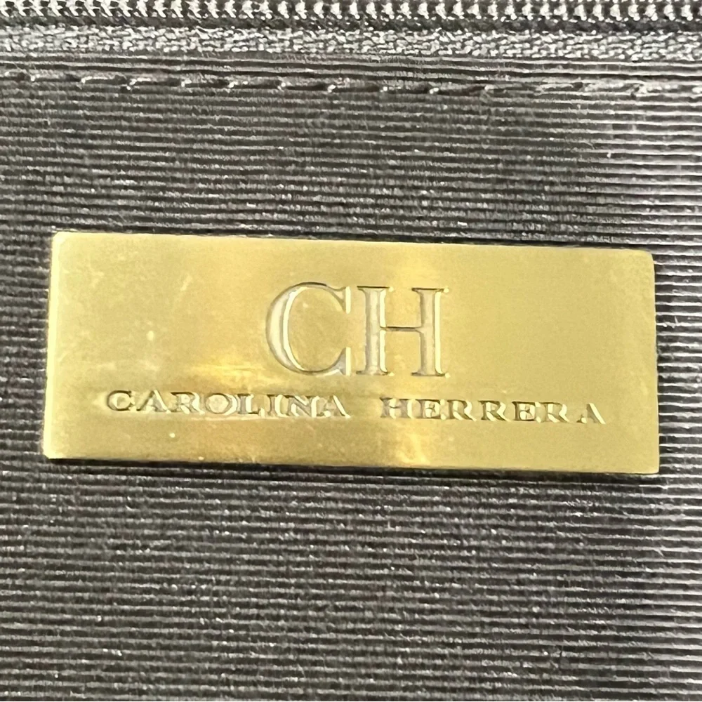 CH Carolina Herrera Dark Brown Monogram Canvas Laptop Bag